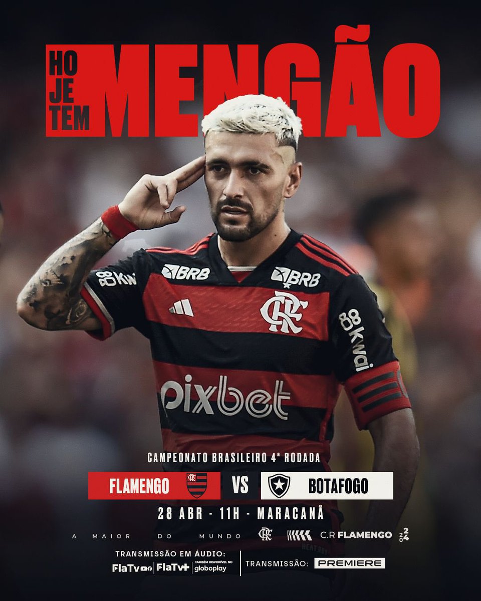 HOJE TEM MENGÃO NO BRASILEIRÃO! Às 11h, o Mais Querido enfrenta o Botafogo, no Maracanã! Vamos com tudo em busca dos três pontos! #FLAxBOT #VamosFlamengo