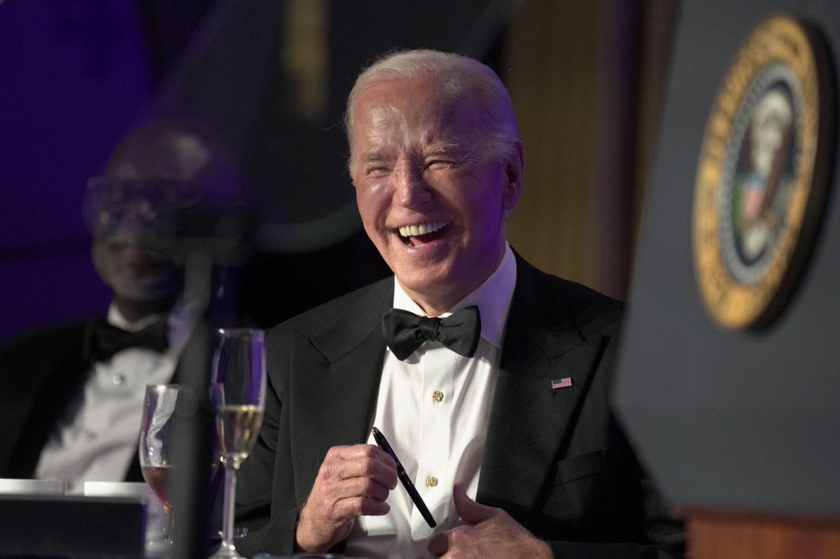 I don't know about you, but I like a president who can laugh at himself and be okay with others poking fun at him. Tonight, @JoeBiden once hit a home run at the White House Correspondents Dinner, an event Trump skipped every year because of his very thin skin. Dark Brandon for…