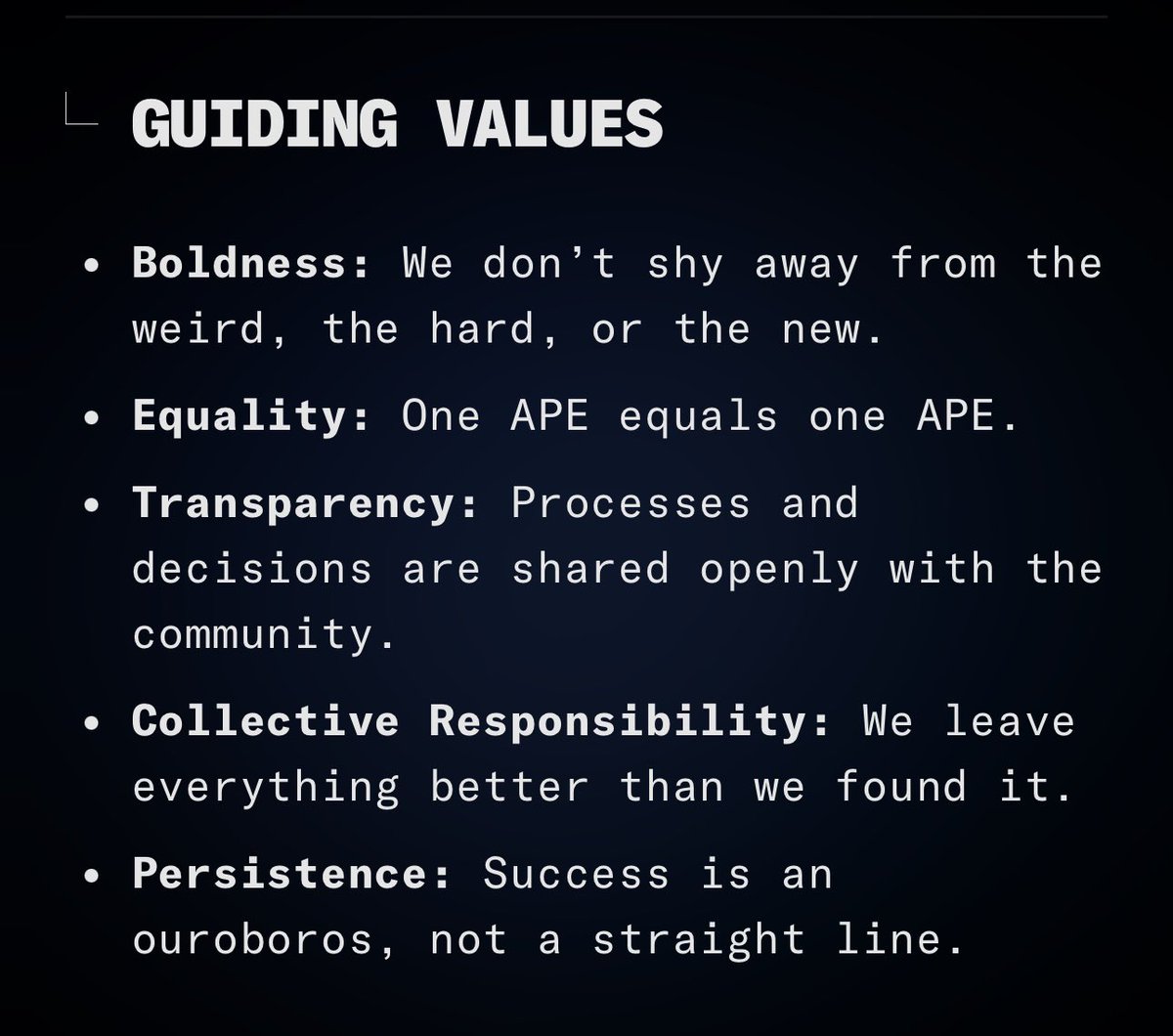 Did you know Ape coin Principles? 👇 Ape = Ape