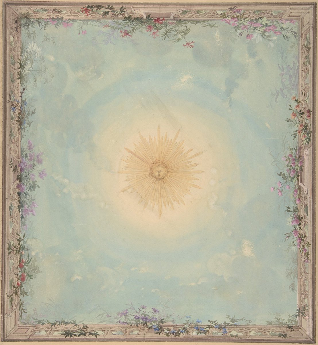 Charles Monblond Designs for Ceilings with Central Sunburst