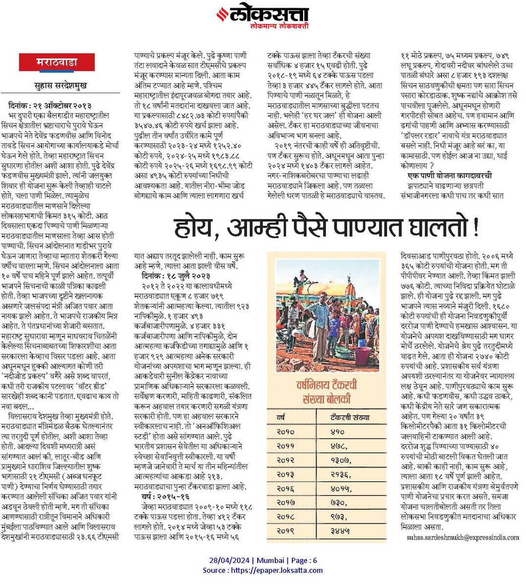 #Marathwada, among the backward regions of #Maharashtra with severe water shortage. Suffices to prove the collective failure of polity in this State - more so of those who speak of 'Double & Triple-Engine Ki Sarkar'.#LokSabhaElections2024 #MaharashtraPolitics