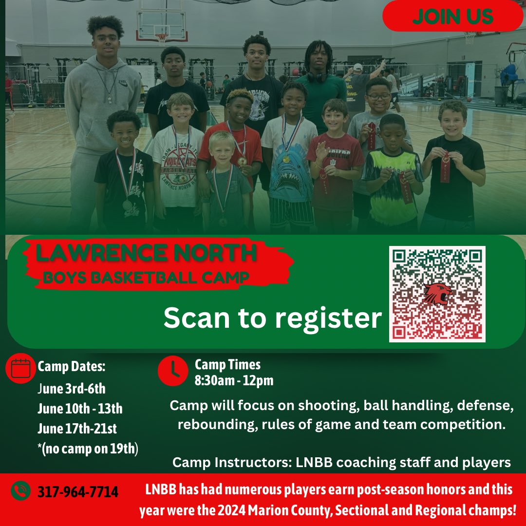 LNBB CAMP….register before May 27th to guarantee your shirt for camp!