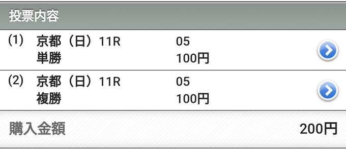 天皇賞〜
全部で1000円ね 