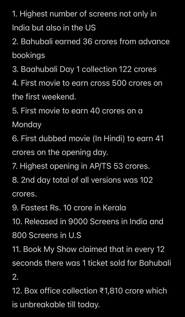 Manirebelism's tweet image. Some Unique Records by #Baahubali2 

7 Years for the EPIC Indian Cinema 🔥🔥
 #Baahubali2 #BaahubaliTheConclusion 
#7YearsForBaahubali2 #Prabhas