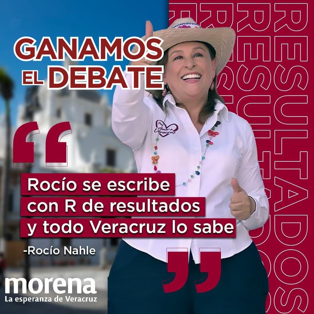 Por mucho ganó Rocío Nahle el debate, será la próxima gobernadora de Veracruz 

#RocíoGanaElDebate #YoVotoRocío
#EleccionesVeracruz #NahleGobernadora
