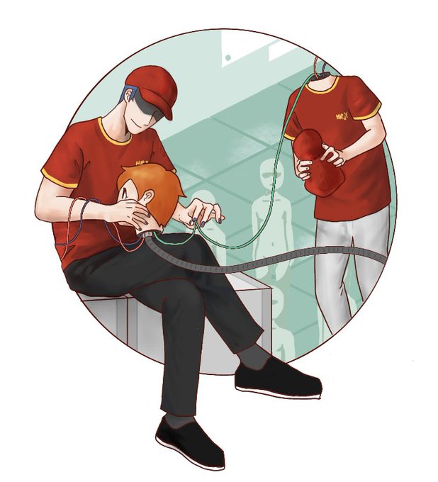 「red shirt sitting」 illustration images(Latest)
