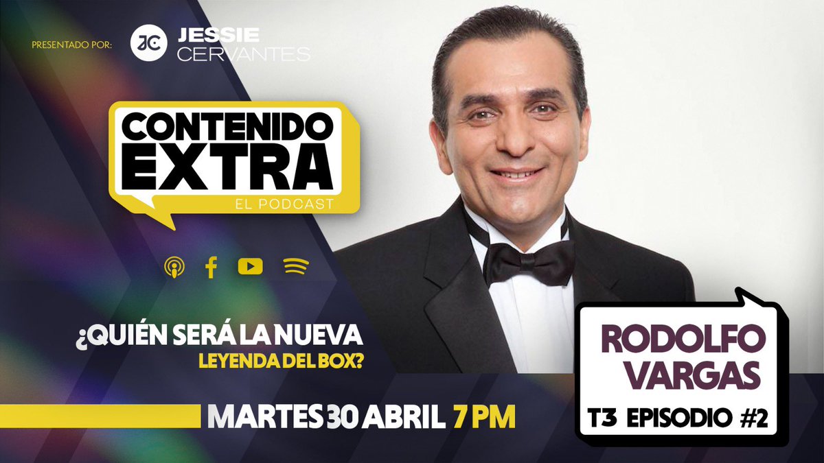 Este martes, en #ContenidoExtra, @RodVargasMX uno de los comunicadores más importantes que tiene el box en México. 🥊 Los espero en punto de las 7 PM por Facebook, YouTube, Spotify y Apple Podcast. 🎙️