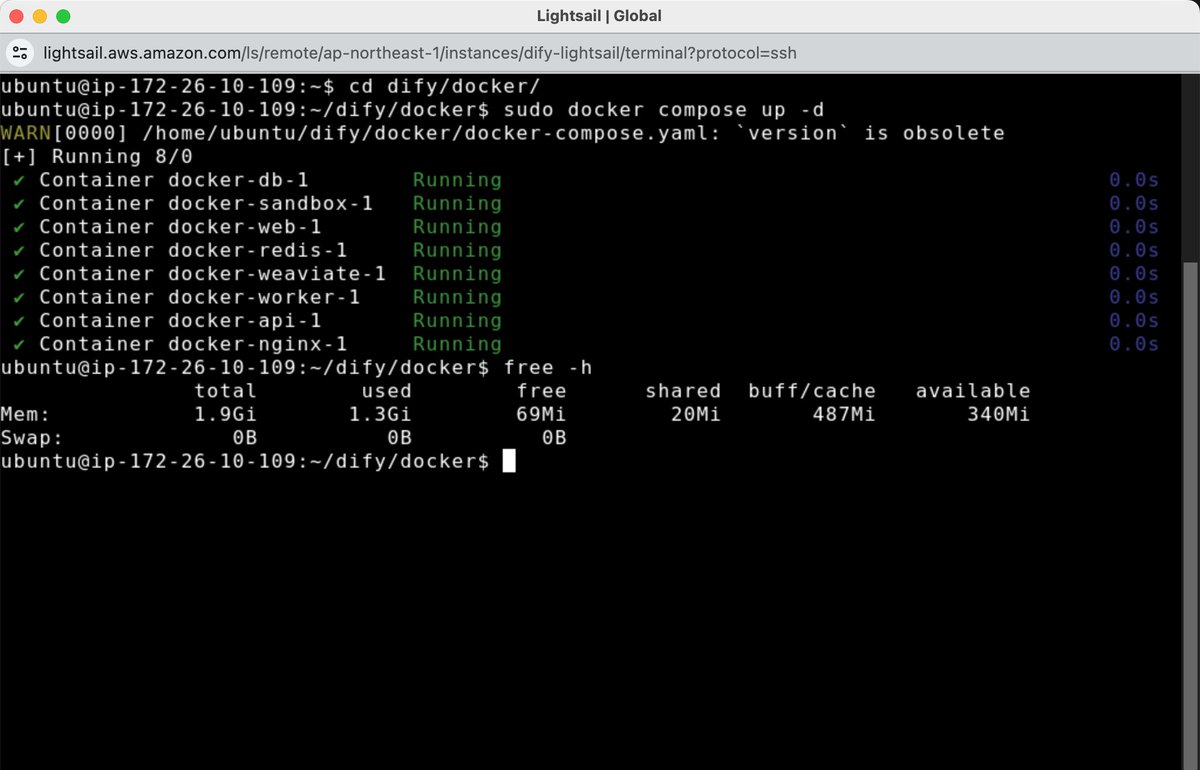 Difyは数分でRAGが実装できて、開発したエージェントはそのままWebへ公開できる。ニーズに応じて複数のチームメンバーを招待することも可。Dockerを使うことでこうした機能が誰でも10分で構築＋スタートできる。VDBやRedis、PosgreSQLを含め、８つのコンテナが起動して  ...