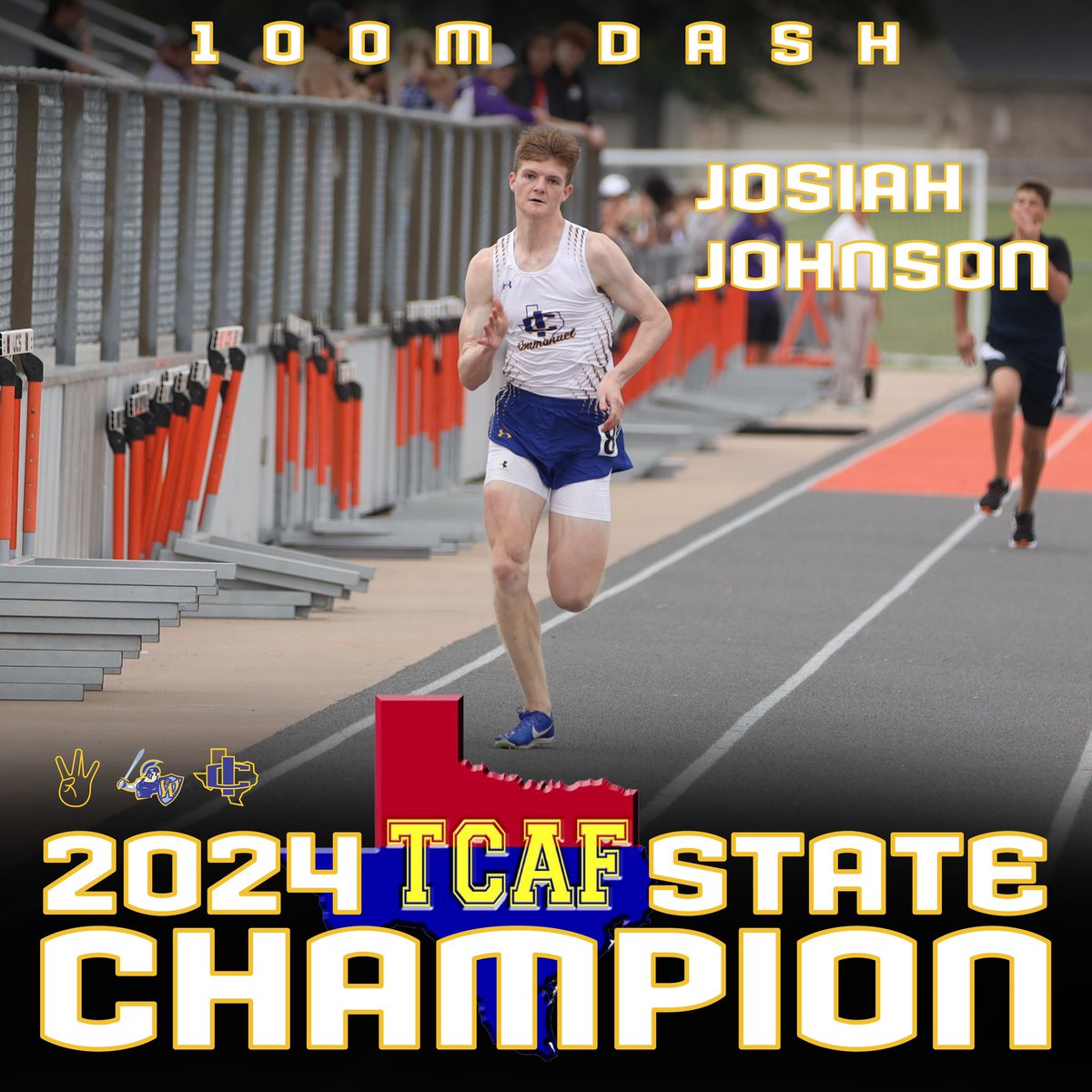 Congratulations to Josiah Johnson for winning the 2024 TCAF State Championship in the 100m Dash!

#ICTF24 👟
#GoWarriors ⚔️
#DubsUp ⚔️