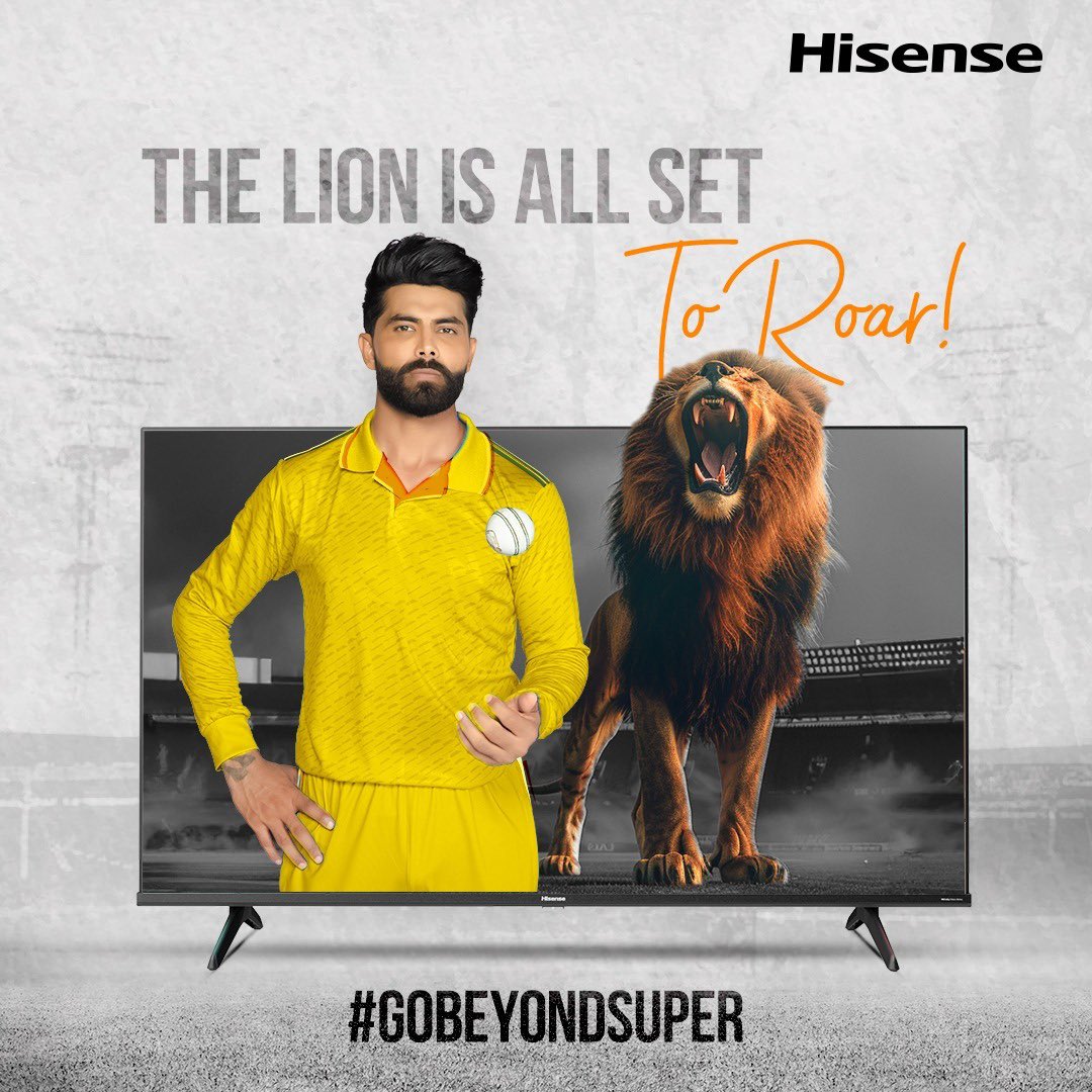 Get ready to hear the lion roar in today’s match with Hisense TV! #hisenseindia #ravindrajadeja