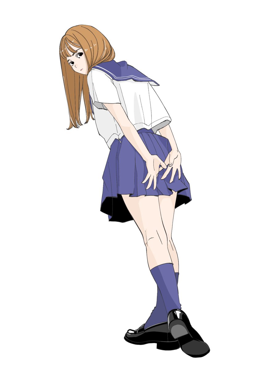 1girl solo long hair looking at viewer simple background shirt skirt  illustration images