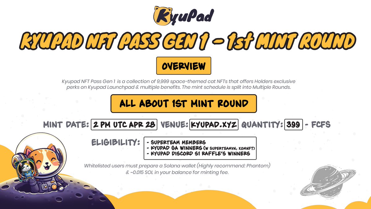 😼 KYUPAD NFT PASS GEN 1 — ALL YOU NEED TO KNOW ABOUT THE 1st MINT ROUND

The First of many. For the worthy Solana maxis. 1⃣ mint to rule them all!

#Kyupad #Superteam #Solana #NFTPass #Gen1 #1st #Mint