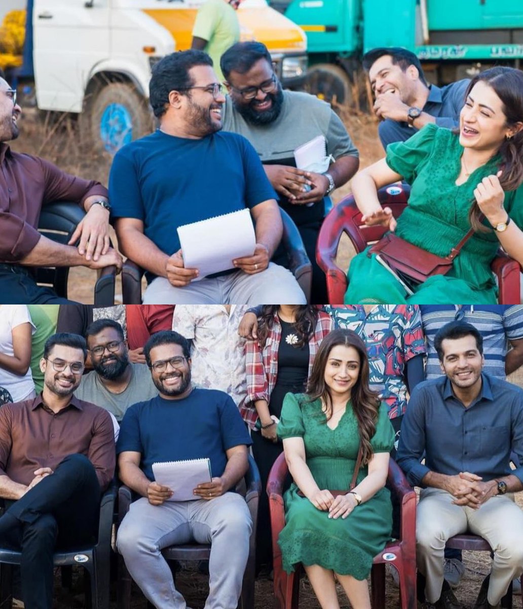 Trisha, Tovino Thomas, Vinay Rai and Dir Akhil Paul on the sets of #Identity.