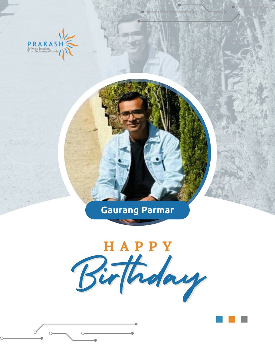 Dear Parmar Gaurang,

Cheers to another year of growth and success! We're grateful to have you on our team. Happy Birthday from PSSPL Family!

#happybirthday #birthday #prakashsoftware #bestiwshes #bestwishesforyou #bestwishes #employeebirthday #happybirthday