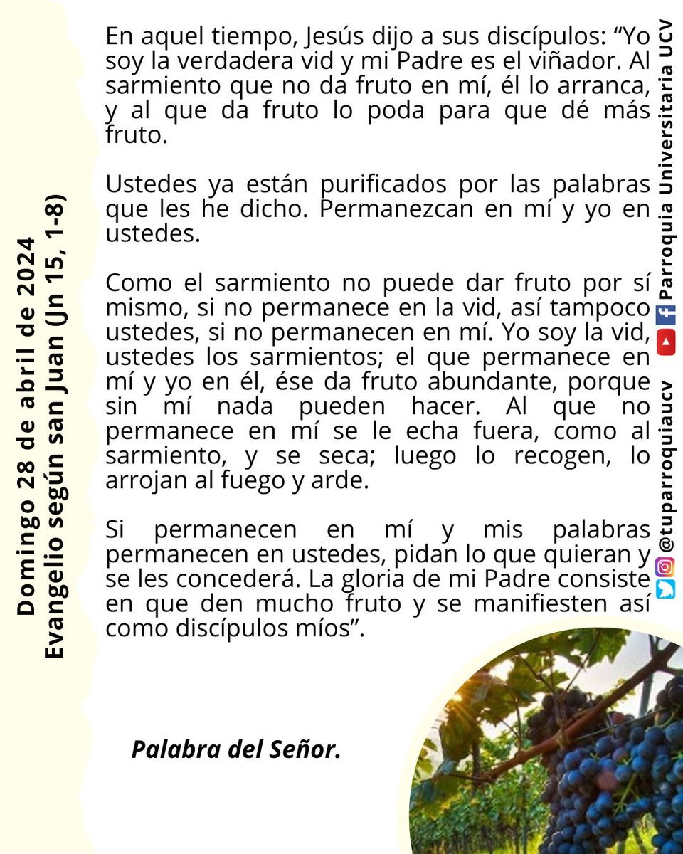 #EvangelioDeHoy #EvangelioDelDía #28Abr #EnTodoAmarYServir #JesuitasDeVenezuela #TuParroquiaUCV