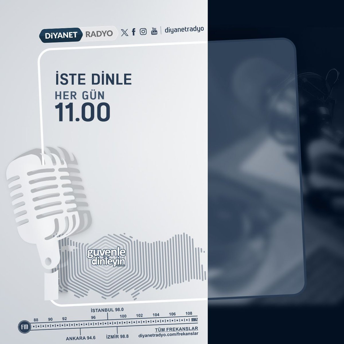 📲 0533 013 80 90 numaralı BİP hattımıza sesli mesaj bırakın, kendi isteğinizi kendiniz sunun, birlikte dinleyelim. 🎶 “İste Dinle” dilediğiniz ezgi ve ilahilerle pazartesi, salı, çarşamba ve perşembe 11.00’da Diyanet Radyo’da. 📻