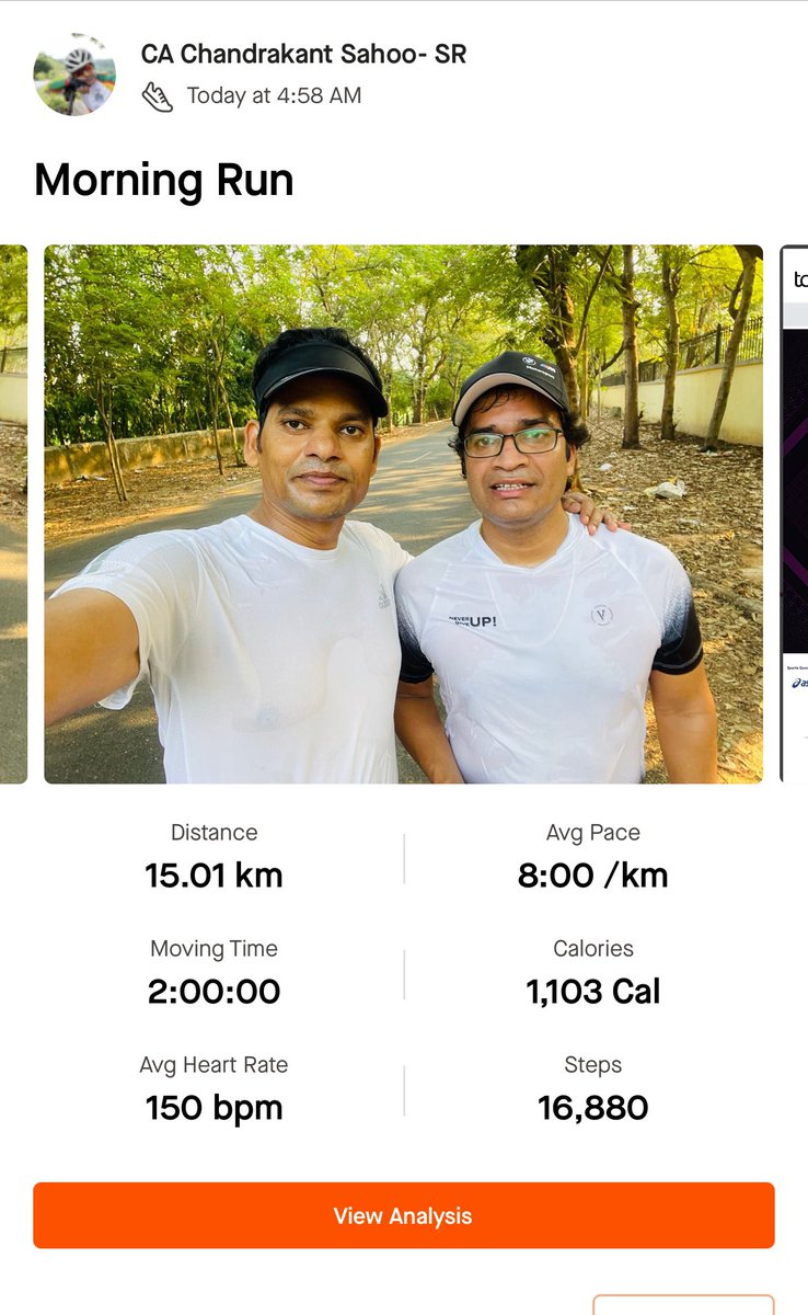 cachandrakant's tweet photo. Completed #TCSWorld10k in virtual mode which followed by a 5km walk. Happy to meet Ironman Bijaya Das bhai post run and had a good talk! Happy weekend guys. Have a great day. Stay hydrated
#Running #walking #fitness #Training #HealthSIP #dietdelightwithniharika https://t.co/yJ7SrY9Aie