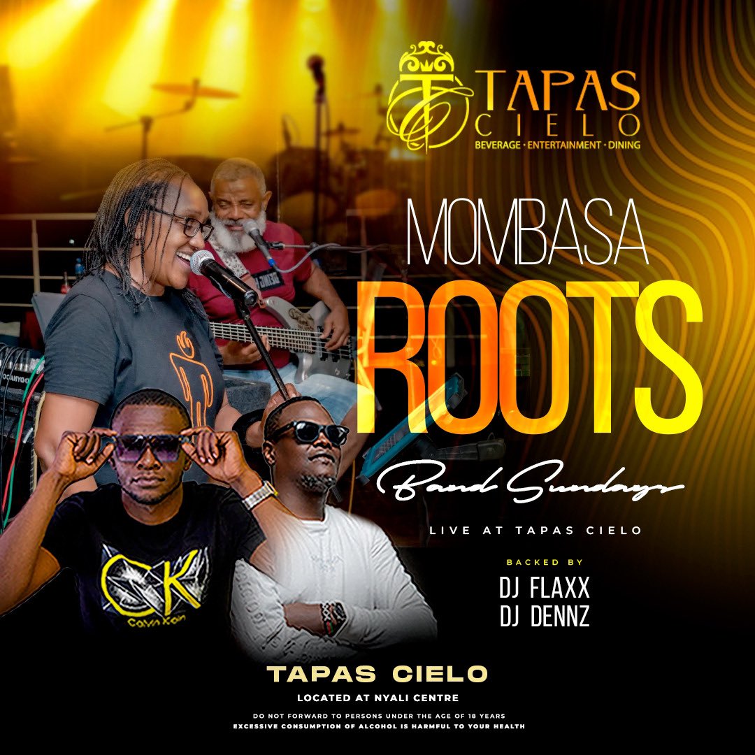 Sunday Plan! @mombasarootsband live at Tapas each & every Sunday from 8pm till late! Inhouse DJ Poppin in Early from 4pm to set the mood for the night!!! Reservation: 0739 888 888 #LiveBand #TapasCielo