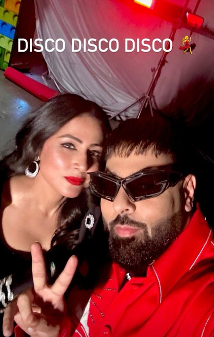 Hina with Badshah for DISCO song  for film SSNP raising eyebrows of millions trillions to catch their high level energy & to dance with them on tune of it in totality ,,The looks of @eyehinakhan in Black attire are super fabulous & both look great altogether
#HinaKhan..STUNNER