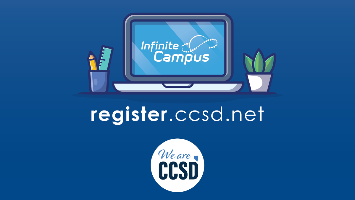 📆 💻 Register for the 2024-2025 school year! CCSD's online registration is now open! The first day of school is Aug. 12, 2024. Parents/guardians, please have all required documents ready. Learn more at register.ccsd.net.