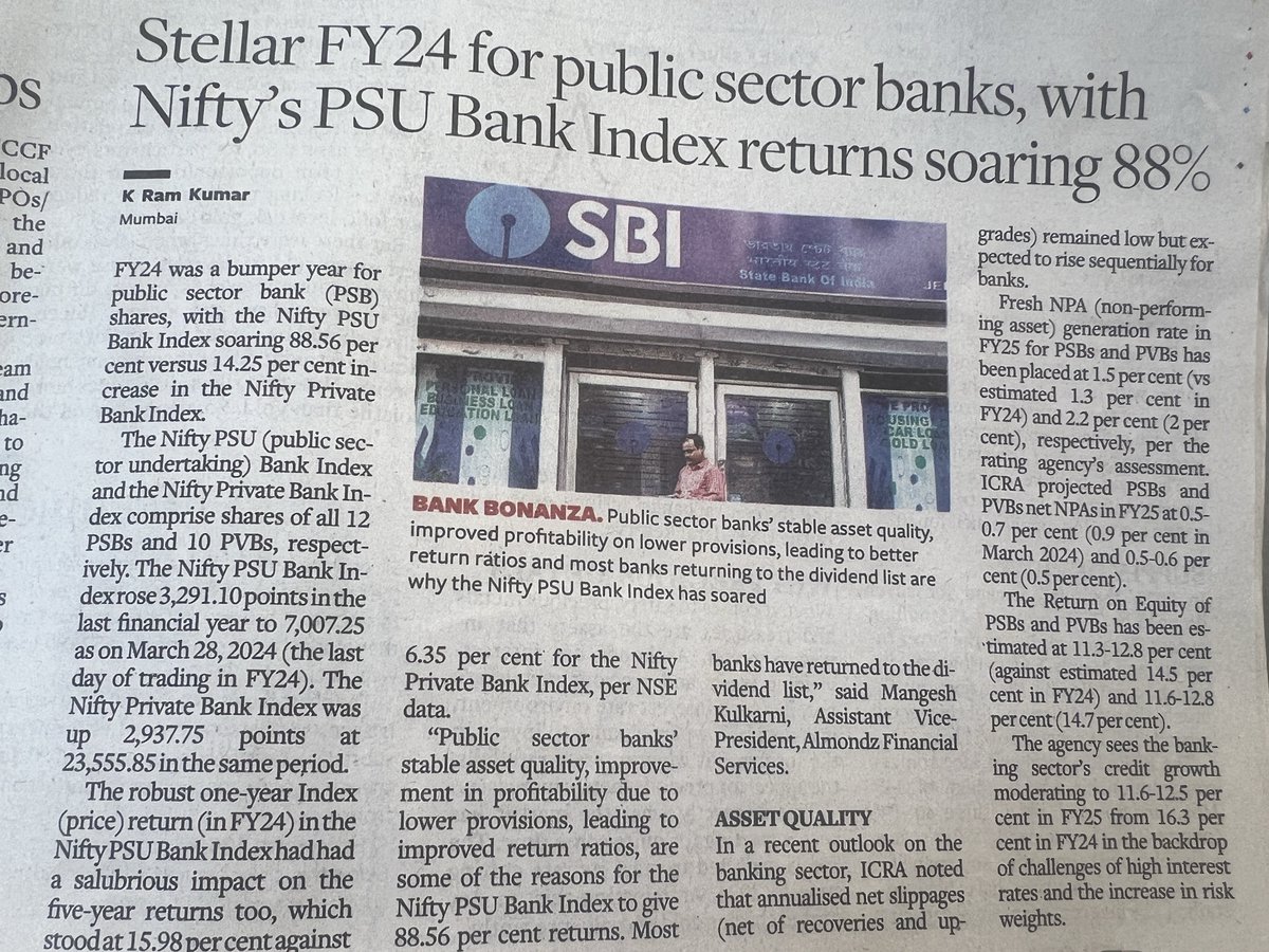 Most ppl on tv, twitter or written media wrongly and repeatedly talk of bank underperformance ignoring this totally. Article courtesy @businessline You were in the wrong place at the wrong time!