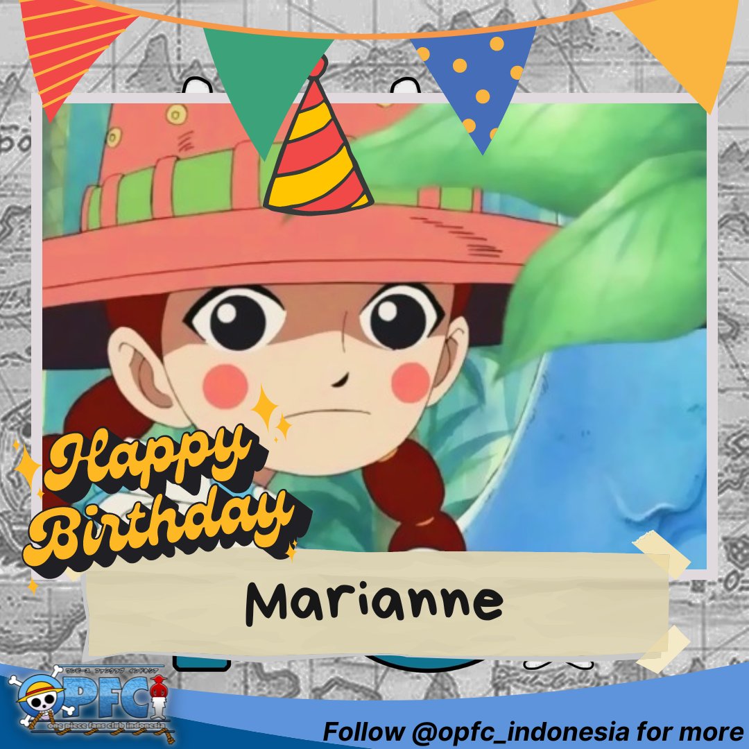 Happy Birthday!!

Karakter One Piece dengan tanggal lahir 29 April adalah
1. Marianne alias Miss Goldenweek

Apa ada yang barengan?

🥳🥳🥳

#onepiece
#onepiecebirthday