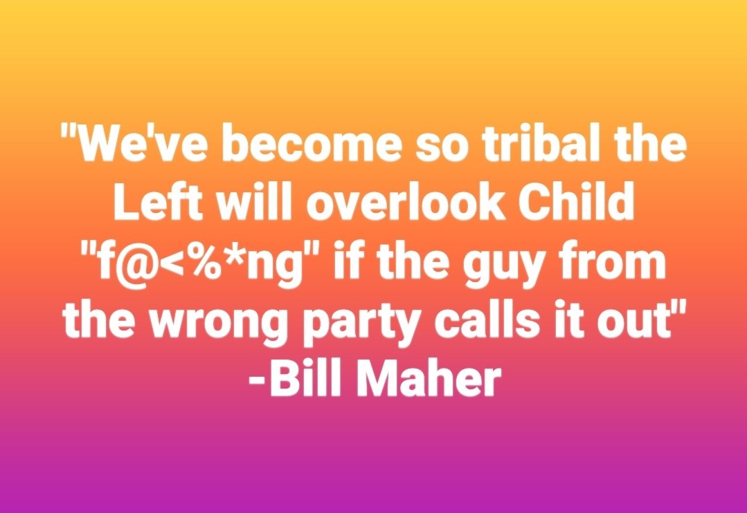 When I saw all the mainstream liberal news outlets smashing on the movie #SoundOfFreedom I had this same sentiment 
@billmaher has his moments😂 
but seriously. No one be it conservatives or liberals have a monopoly on truth,morality & what's truly 'good'. 
Today more than ever…