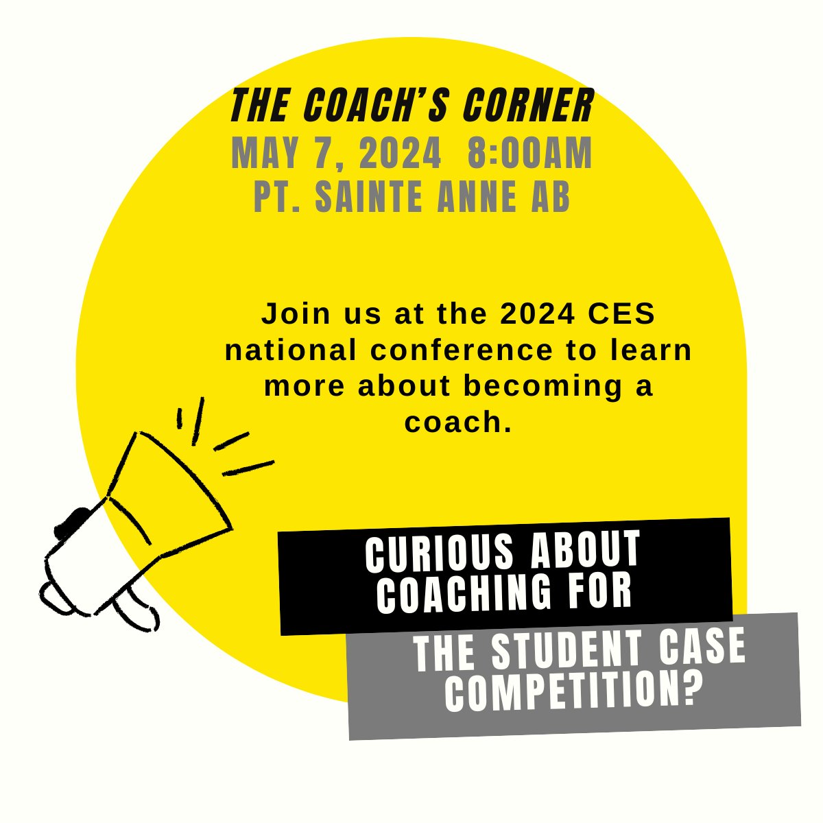 CES Student Case Competition (@ces_casecomp) on Twitter photo Interested in coaching for the <a href="/CES_casecomp/">CES Student Case Competition</a>? Coaches aren't just academics—we welcome practicing evaluators from any CES chapter. Your expertise can guide the next generation of evaluators. Join us at the <a href="/CES_SCE/">CES-SCÉ</a> conference for a thematic breakfast to learn more about coaching! Interested in coaching for the <a href="/CES_casecomp/">CES Student Case Competition</a>? Coaches aren't just academics—we welcome practicing evaluators from any CES chapter. Your expertise can guide the next generation of evaluators. Join us at the <a href="/CES_SCE/">CES-SCÉ</a> conference for a thematic breakfast to learn more about coaching!