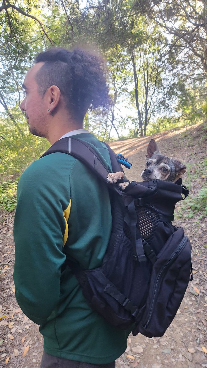 being a duo means taking turns carrying her on hikes
