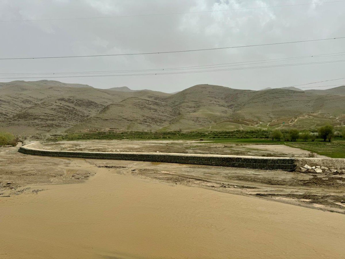 Just in time! 906 meters of riverbank protection walls built by @FAOAfghanistan with @WorldBank support in various villages of #SayedAbad district of #Wardak protect karizes, agricultural lands, irrigation canals, roads and homes from flood damage, while #creatinglocaljobs.