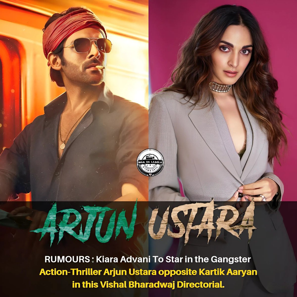 RUMOURS : #KiaraAdvani To Star in the Gangster Action-Thriller Arjun Ustara opposite #KartikAaryan in this #VishalBharadwaj Directorial. Produced by #SajidNadiadwala. 🔥🔥🔥