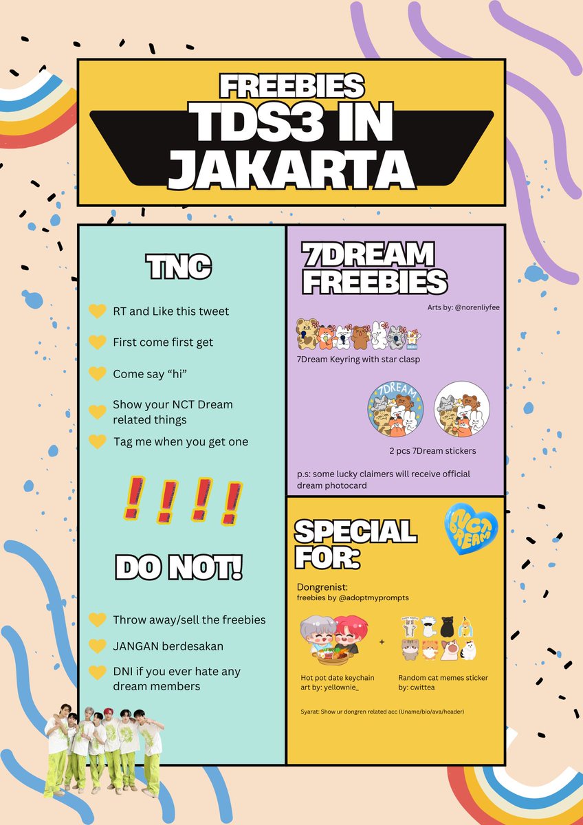 [FREEBIES THE DREAM SHOW 3 IN JAKARTA]

📆: 18 Mei 2024
📍: Area GBK
⏰: TBC

7Dream & Dongren freebies 

💛 RT and like this post
💙 Feel free to follow me for loc & time infos
💛 Details ⬇️⬇️⬇️

see you soon 🫶🏻

#THEDREAMSHOW3_in_JKT #TDS3INJAKARTA