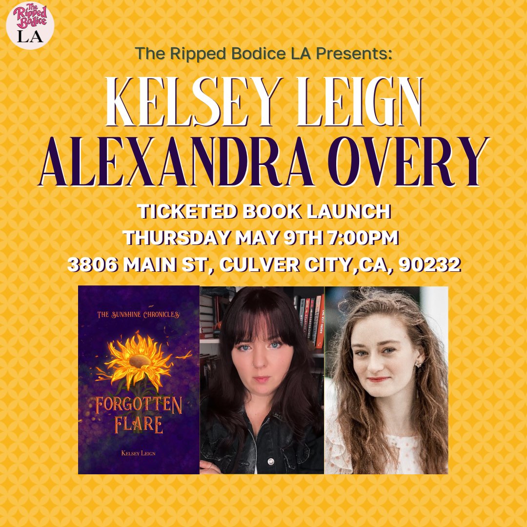 We're hosting an LA book launch with Kelsey Leign on Thursday, May 9th at 7pm. She will discuss her Kickstarted YA fantasy with Alexandra Overy. ❤️‍🔥

A YA Romantasy Twilight and Vampire Diaries vibes but with a twist! 

🎟️Tickets: therippedbodicela.com/events-and-tic…

#TheRippedBodiceLA