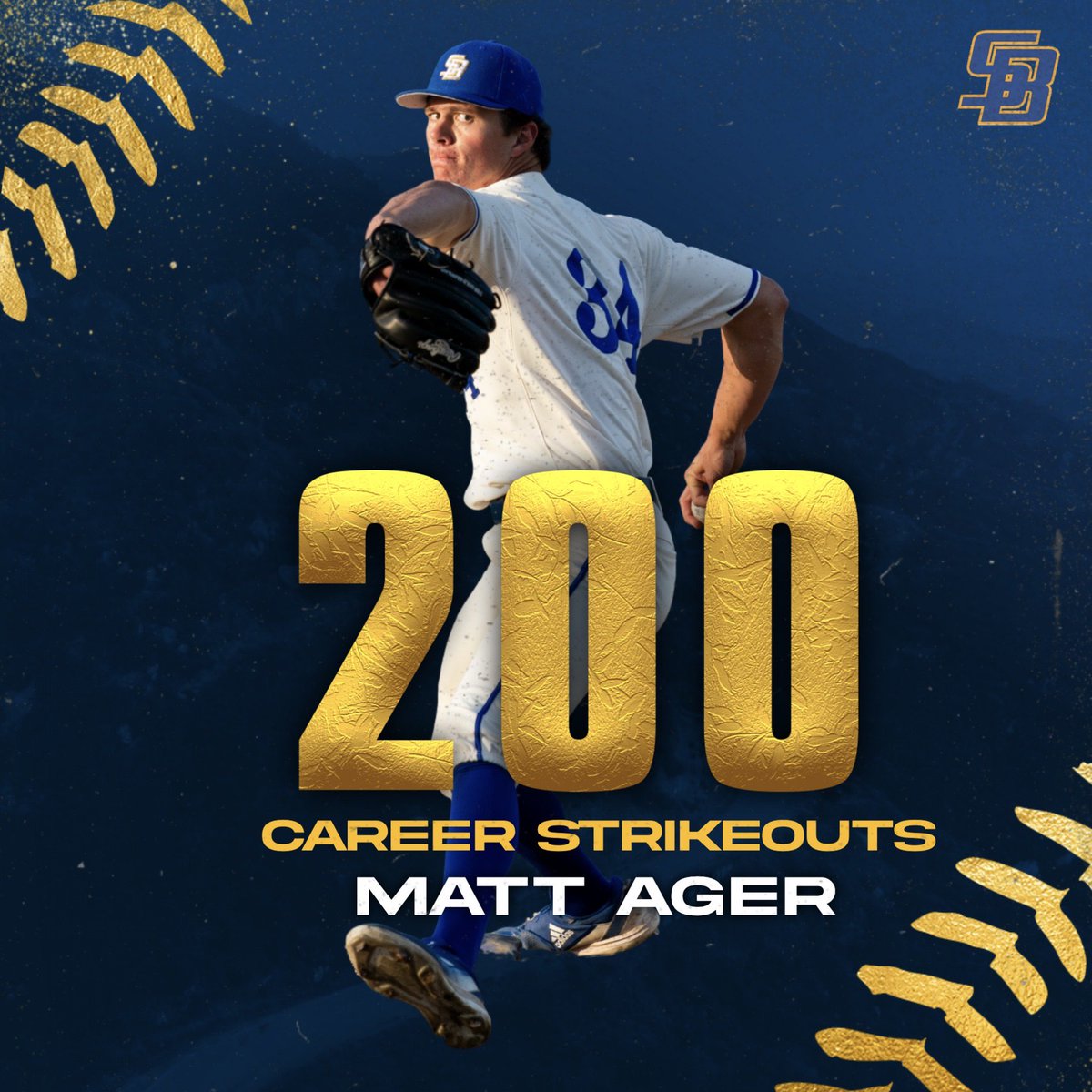 Another Gaucho in the 200 K class! 🏆 Matt Ager secures his 200th career K making him the second Gaucho pitcher tonight to reach such a milestone! #GoChos