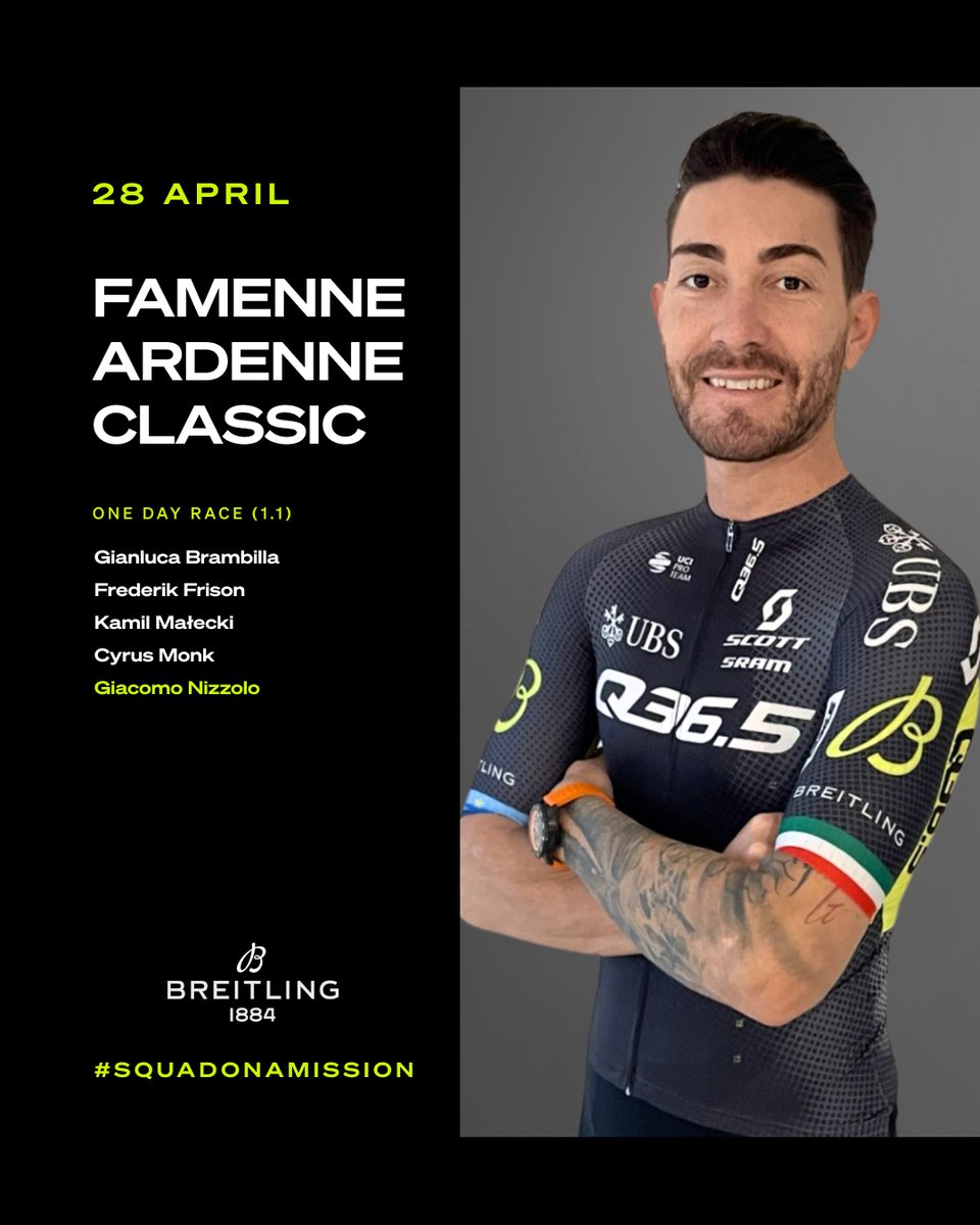 🇧🇪 #FamenneArdenneClassic 🇮🇹 @giacomonizzolo is back from injury and will make his debut in Q36.5 Pro Cycling Team colours 💪 We also have 🇧🇪 @FrederikFrison back after a lengthy recovery period. Here is our #SquadOnAMission :