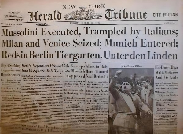 79 years ago, TODAY. April 28th 1945 : Dictator Benito Mussolini is executed by Italian communist partisans. His body was dumped in Milan where it was spat upon by crowds & later his body was hung upside down by the same people who were once devoted to his cult of personality.