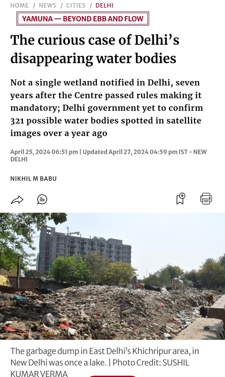 Last two parts of our 5-part series on #Yamuna & #Delhi floods: 

|| Part 4: The curious case of Delhi’s disappearing water bodies || 

▶️ Data accessed by The Hindu shows that the different government agencies have requested the ‘deletion’ of 232 waterbodies