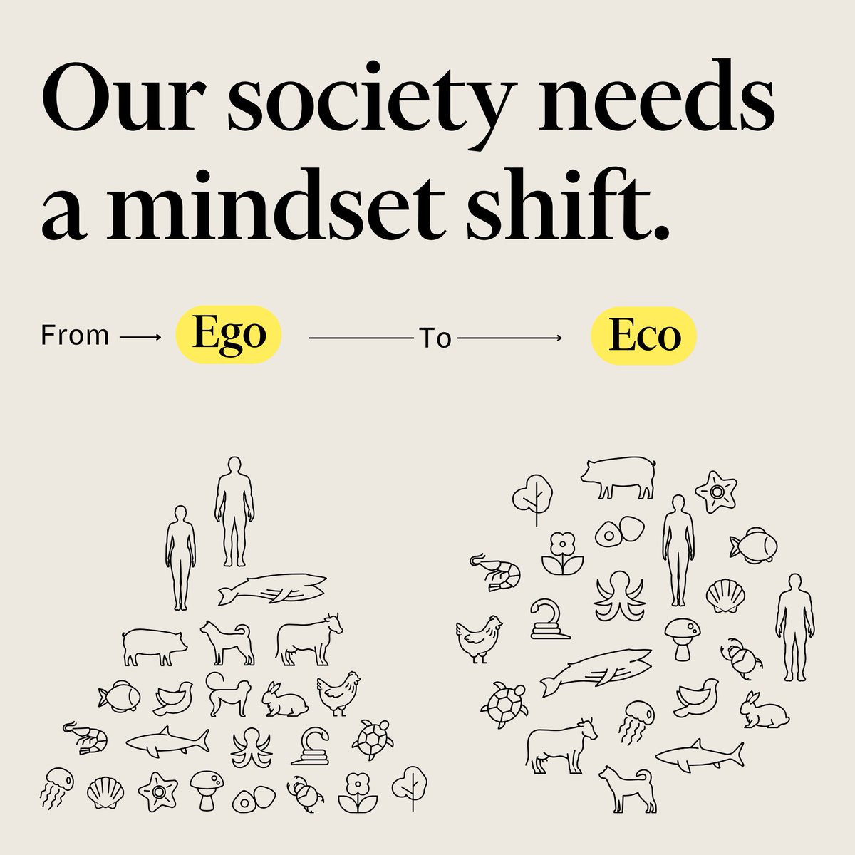 IT'S TIME TO SHIFT FROM EGO ➡️ ECO 🌿 Our society needs to shift from an ego-centric to an eco-centric model, centered around living in harmony with the natural world we're all part of. This model was created by our longtime friend Otto Scharmer. #restoration #nature #TheoryU