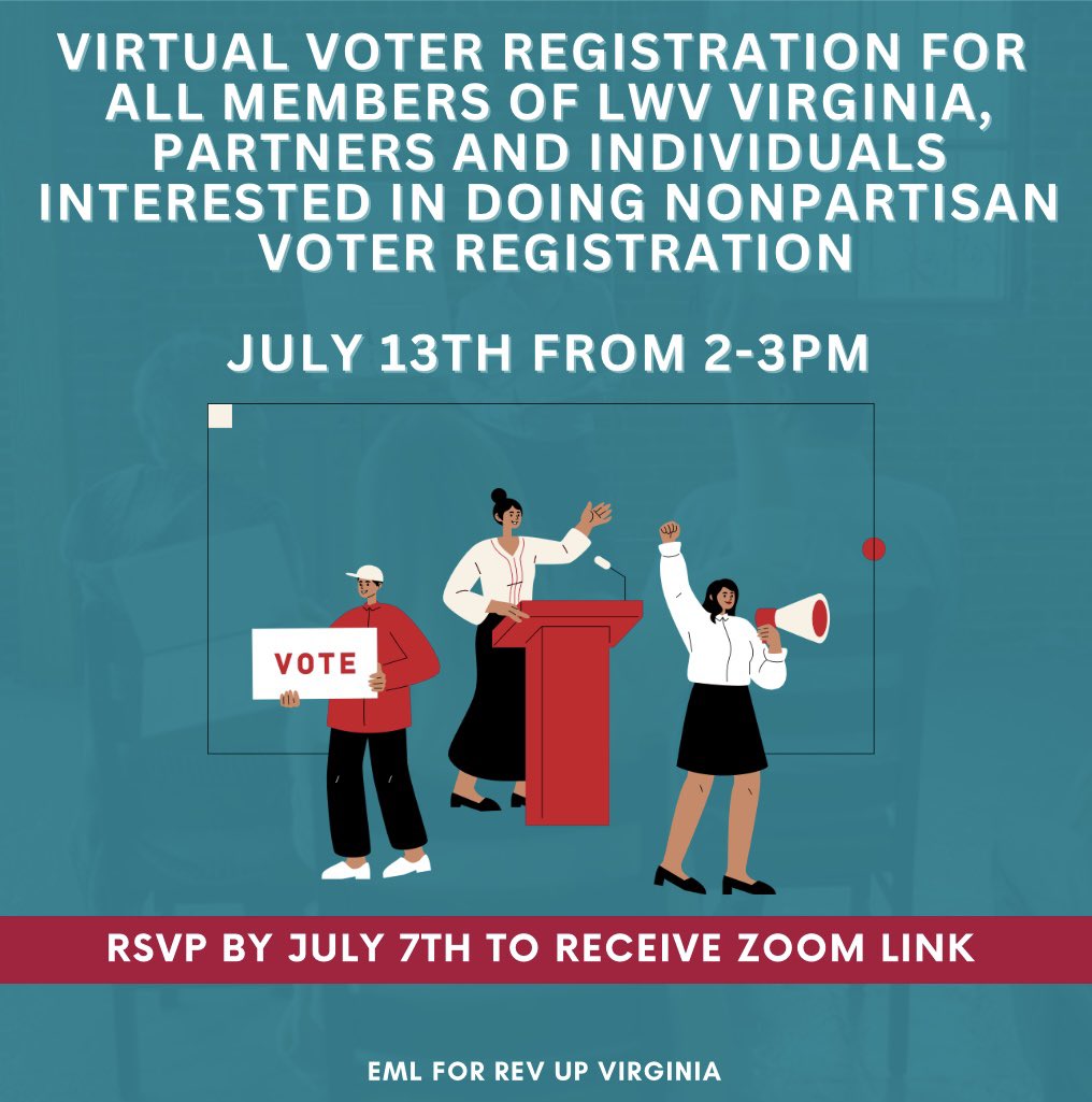 Will you or your organization be requesting 25 or more voter reg applications from the Dept of Elections (ELECT) or local voter reg office?  You are required to complete ELECT certified training. Don’t miss this opportunity shared with us by @LWVVA 

forms.gle/b2gte1VSNDhsrZ…