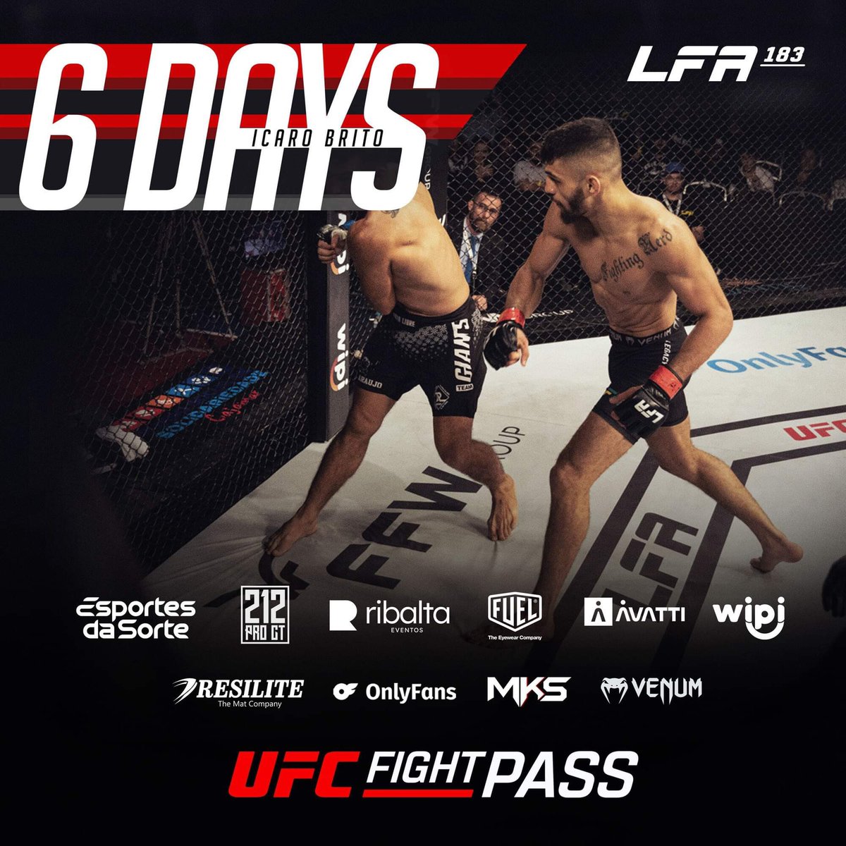 In 6 Days, knockout artist #IcaroBrito returns to the LFA Octagon at #LFA183! 🇧🇷 Friday, May 3 @RibaltaRJ #RiodeJaneiro, #RJ, #Brazil #MMA #LFANation @UFCFightPass