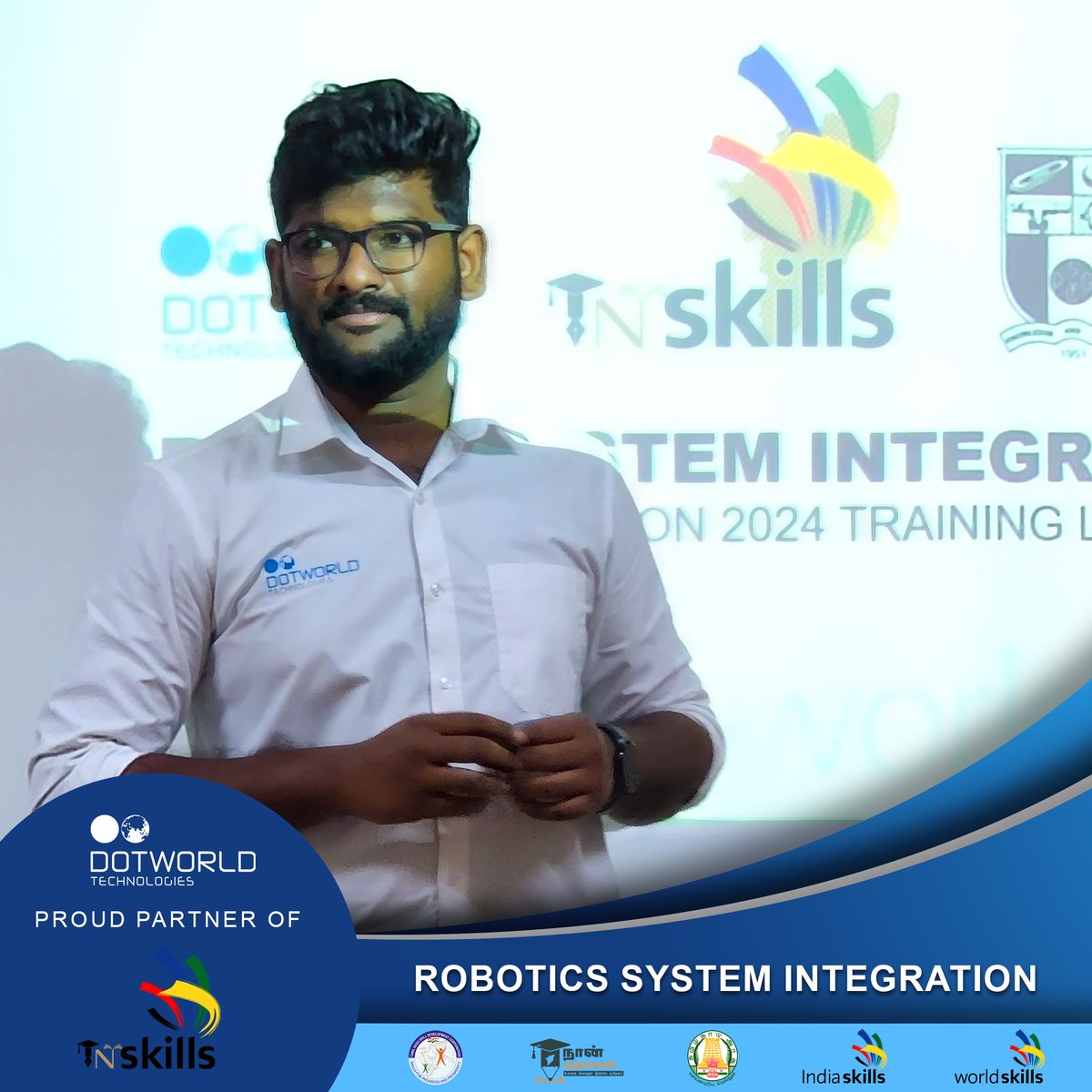 DotworldIndia's tweet photo. Take a peek at some moments from our training and regional selections.

A special thank you to PSG College of Technology and the Department of Robotics and Automation Engineering, Dr. Vinod Balakrishna Sir for joining us.

#WorldSkills2024 #TNSkills #TNSDC #NaanMudhalvan https://t.co/O2K9JZjWCZ