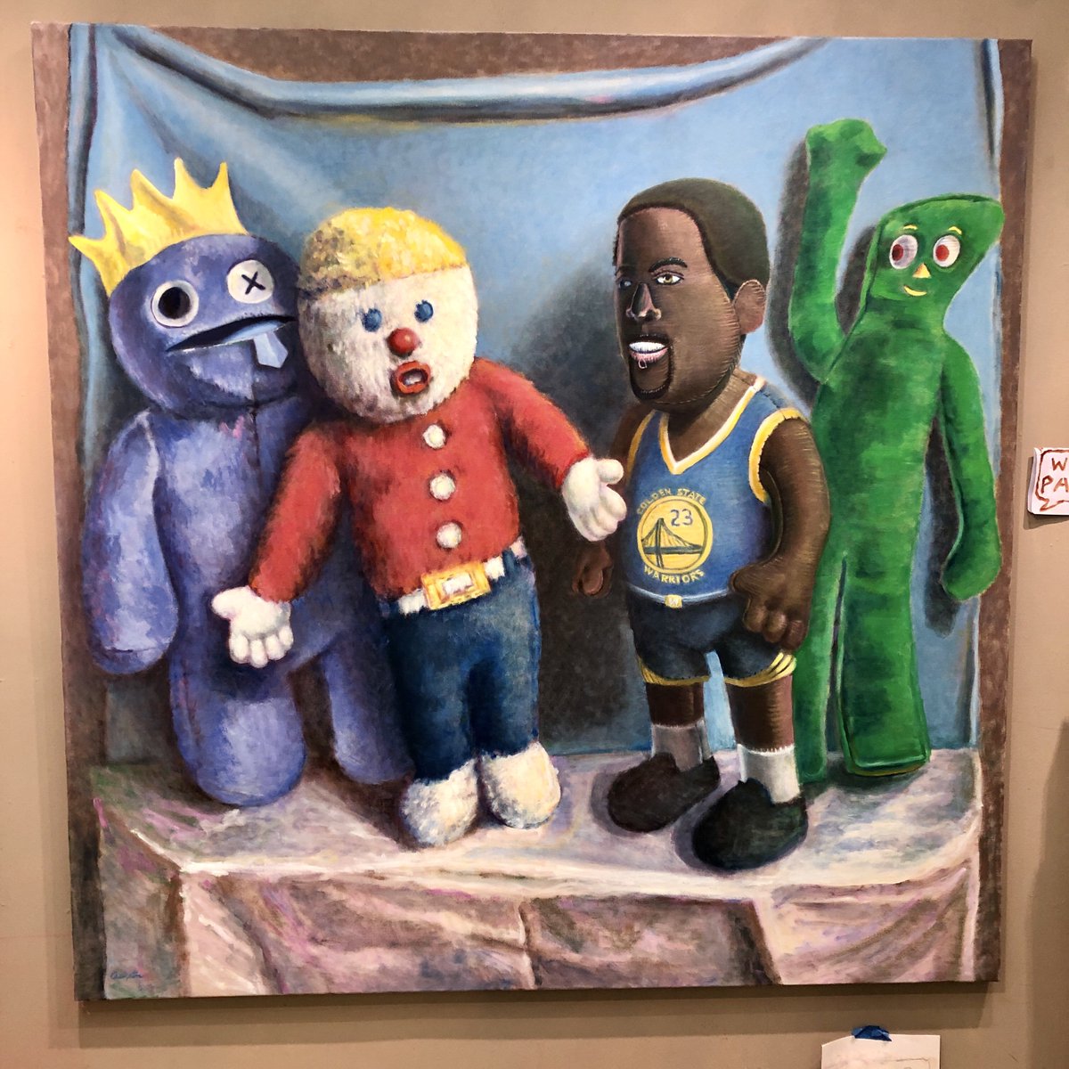 Here’s a quick snap of a painting I just finished 60x60” oil of a bunch of standing toys. #gowarriors #warriors #WarriorStrong #stuffies #oilpainting