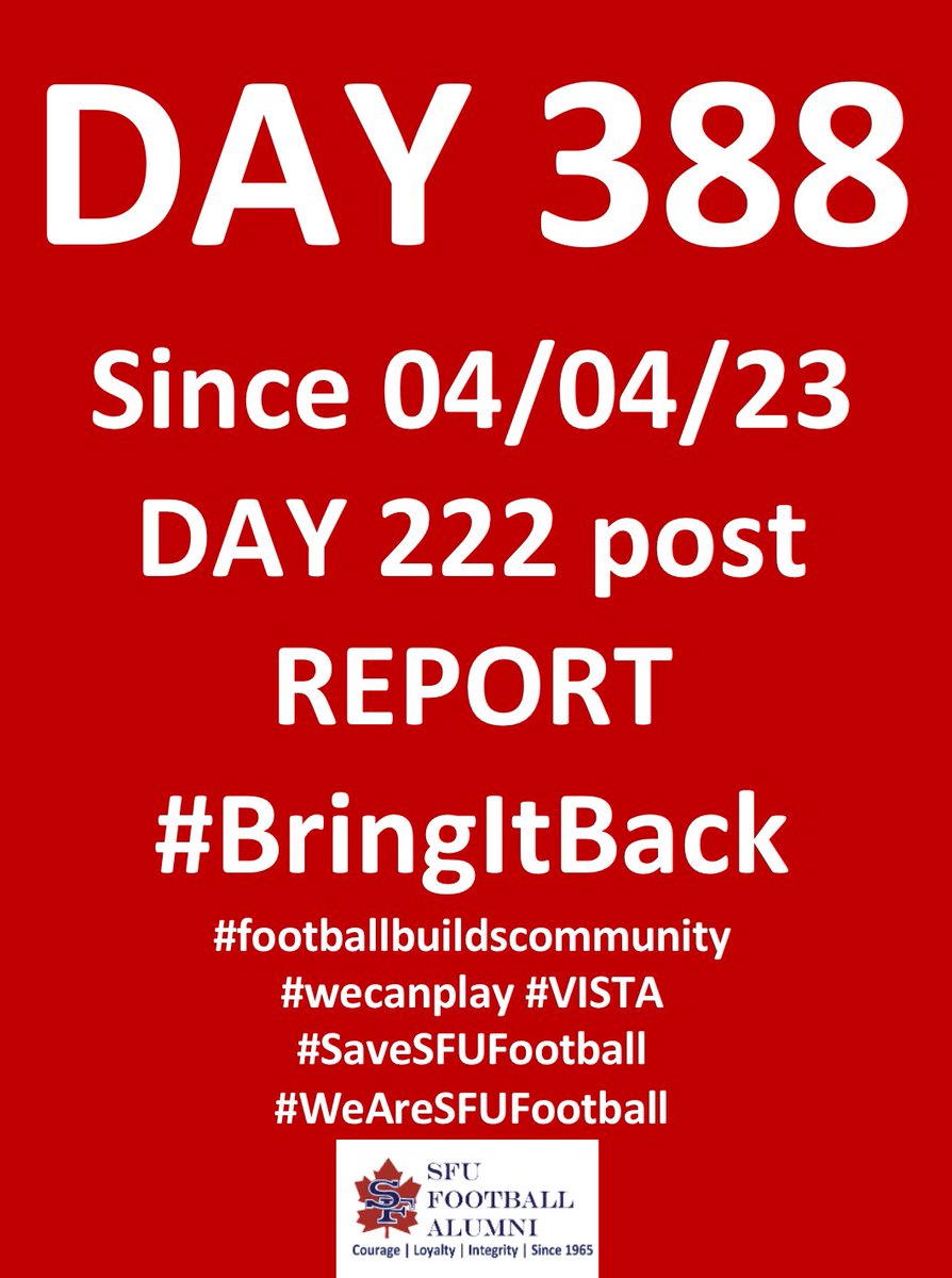 #BringItBack
#footballbuildscommunity
#wecanplay #VISTA
#SaveSFUFootball 🇨🇦🏈
#WeAreSFUFootball