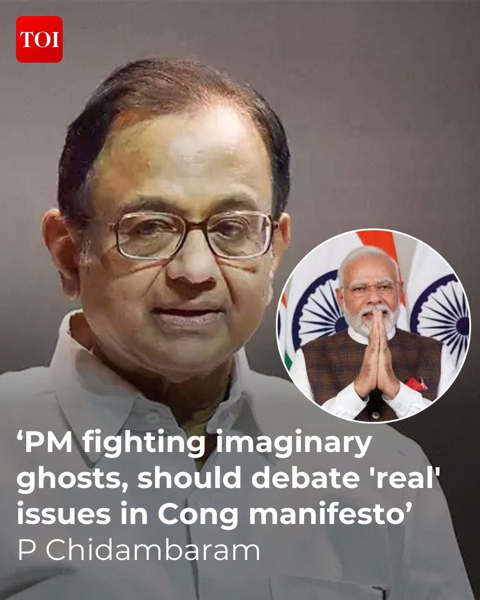 #PChidambaram's remarks come amid repeated attacks by Prime Minister #NarendraModi over Congress leader #SamPitroda's 'inheritance tax' comments amid the row on the issue of 'wealth redistribution'.

Details here🔗toi.in/TT3jVb