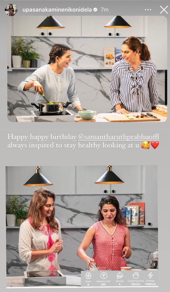 'Happy Happy birthday @Samanthaprabhu2  always inspired to stay healthy looking at you '   
              ~   @upasanakonidela ❤️ wishes to #SamanthaRuthPrabhu on insta 🫶
#HappyBirthdaySamantha 🥳
#Samantha ❤️