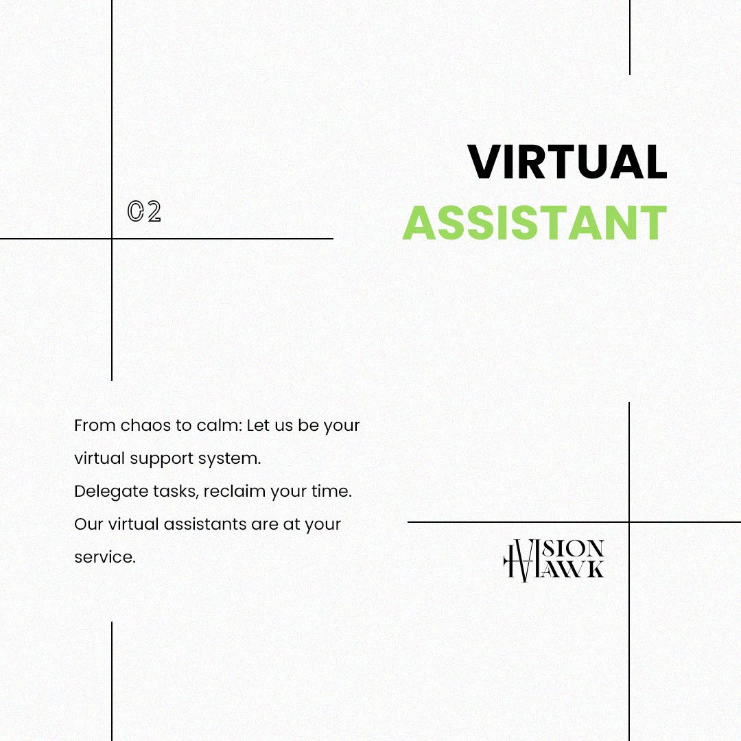 Step into a world where productivity knows no bounds.
.
.
.
#VisionHawk #VH #Creative #Marketing #MarketingAgency #Services #virtualassistant #virtualassistantservices #va #business #virtualassistants #executiveassistant #virtualassistance #freelancer #remotework