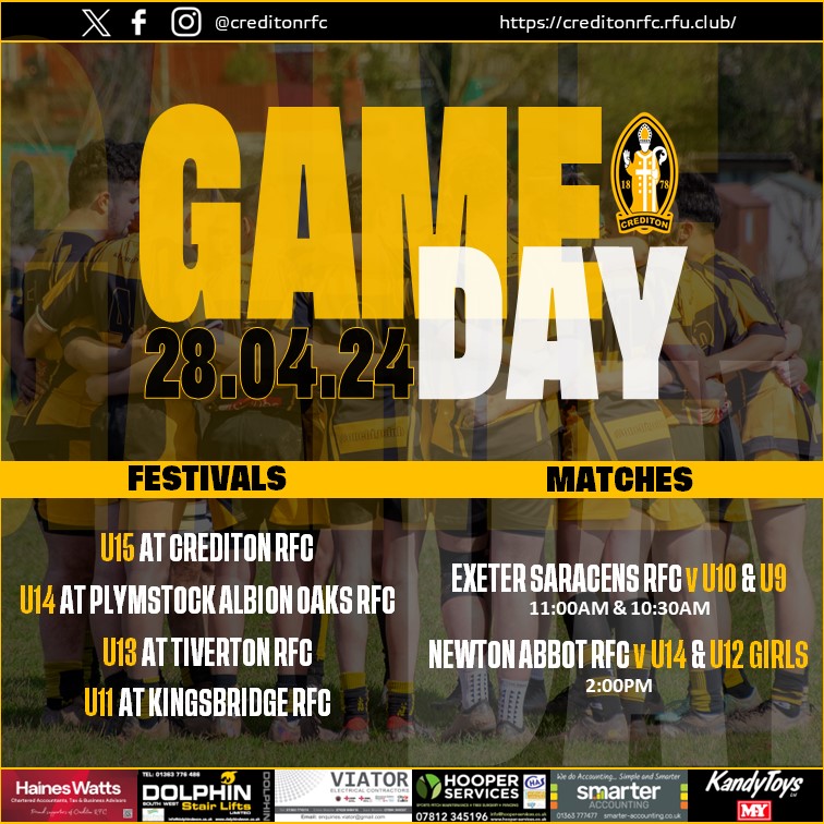 Crediton RFC (@creditonrfc) on Twitter photo ๐๐๐ ๐๐๐๐ฌ!
Good luck to all our teams in action today, whether at <a href="/DevonRFU/">Devon RFU</a> Festivals or playing regular matches!
It's the ๐จ๐ญ๐ฑ ๐ฆ๐๐ฉ๐๐ก๐ฆ at Blagdon and it's looking like a decent day for it - see you there!
#kirton #blackandamber #onebigclub ๐ค๐ <a href="/swsportsnews/">South West Sports News</a> ๐๐๐ ๐๐๐๐ฌ!
Good luck to all our teams in action today, whether at <a href="/DevonRFU/">Devon RFU</a> Festivals or playing regular matches!
It's the ๐จ๐ญ๐ฑ ๐ฆ๐๐ฉ๐๐ก๐ฆ at Blagdon and it's looking like a decent day for it - see you there!
#kirton #blackandamber #onebigclub ๐ค๐ <a href="/swsportsnews/">South West Sports News</a>