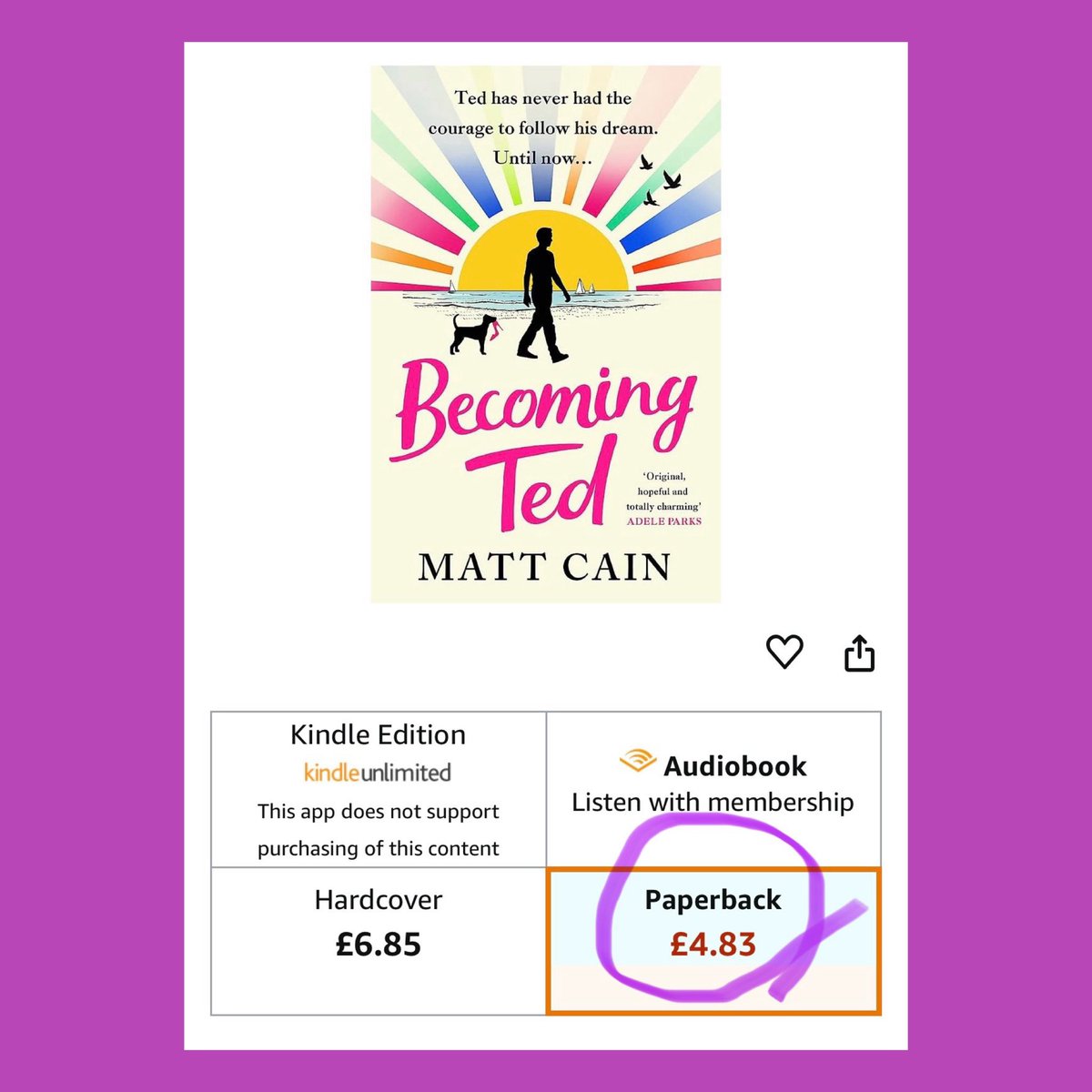 BARGAIN ALERT! Don’t ask me how or why but the paperback of #BecomingTed has just been slashed to £4.83 on Amazon! These things don’t usually last long so snap it up while you can! And please spread the word! ❤️❤️❤️ amzn.eu/d/7GdkgsS