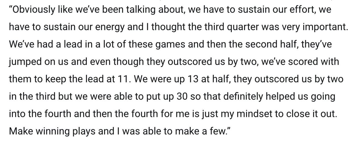 A lot of the Lakers players pointed out postgame how the difference tonight was that they were able to keep up with the Nuggets in the third quarter when it comes to scoring. They lost the third quarter by two tonight but still scored 30 points compared to 18, 20 and 22 in the…