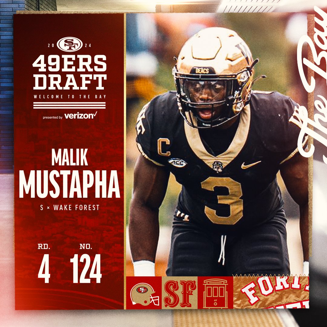 #NFL (1/2) Las adquisiciones de los San Francisco #49ers en el #NFLDraft 2024. Welcome to the Bay #49ersDraft #FTTB #GoNiners 
- Ricky Pearsall @S1ickSzn
- Renardo Green @Nado2Times 
- Dominick Puni @Air_Puni 
- Malik Mustapha @_MalikMustapha